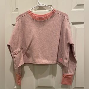women’s cropped pink adidas workout top - S